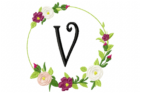Frame Roses Monogram Letter V: Elegant Gift Design